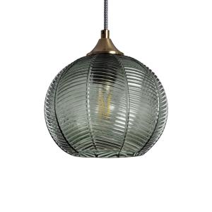 Lámpara colgante de techo con metal y vidrio, 20cm, verde