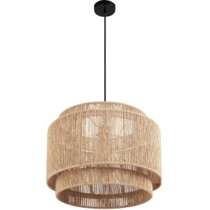 Lámpara colgante de yute en estilo boho, 40 W y 46 x 32 cm,…