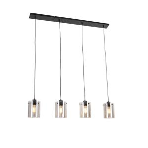 Lámpara colgante diseño negra cristal ahumado 4-luces
