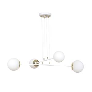 Lámpara colgante elegante 4 luces nórdico blanco con detall…