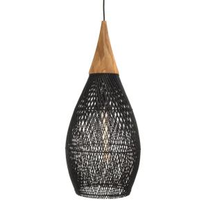 Lámpara colgante ''goutte'' 35x35cm de ratán negro y teca