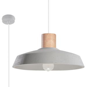 Lámpara colgante gris concreto, madera  alt. 115 cm