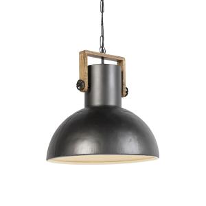 Lámpara colgante industrial negra madera 50 x 173 (cm)