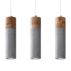 Lámpara colgante madera gris y natural concreto, madera  al…