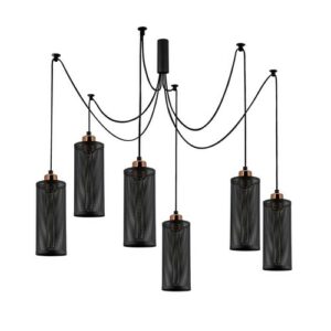 Lámpara colgante moderno negro 6 luces con accesorios para…