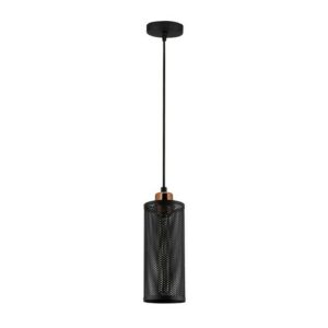 Lámpara colgante moderno pantalla cilíndrica negro altura r…