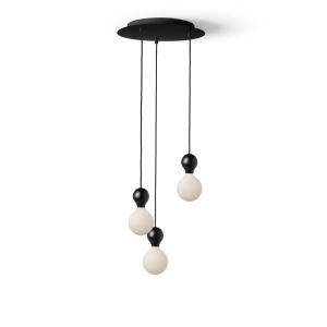 Lámpara colgante negra con 3 bombillas de porcelana