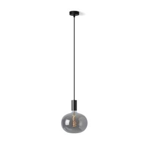 Lámpara colgante negra con bombilla LED transparente fumé