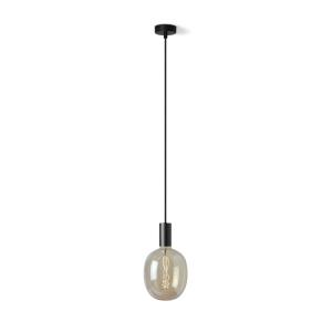Lámpara colgante negra con bombilla LED transparente oro