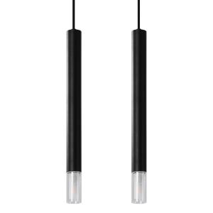 Lámpara colgante negro acero, vidrio  alt. 120 cm