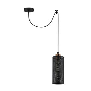 Lámpara colgante negro con pantalla cilíndrica