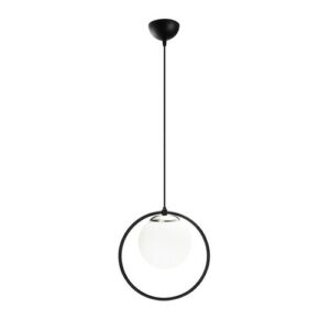 Lámpara colgante negro en forma de aro con esfera de crista…
