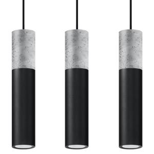 Lámpara colgante negro, gris acero, concreto  alt. 90 cm