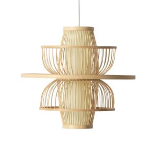 Lámpara colgante oriental bambú mimbre natural Ø45 cm