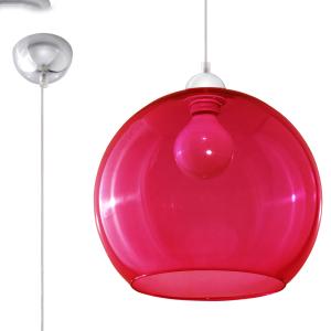 Lámpara colgante rojo acero, vidrio  alt. 120 cm