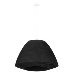 Lámpara colgante tela negra, vidrio, acero  alt. 138 cm