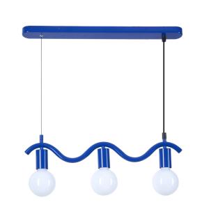 Lámpara colgante Wama de 3 luces en metal azul