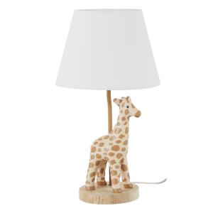 Lámpara con figurita de jirafa de resina y pantalla de tela…