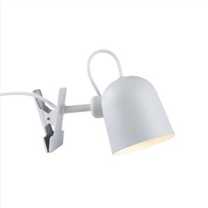 Lámpara con pinza minimalista blanca con pantalla orientabl…