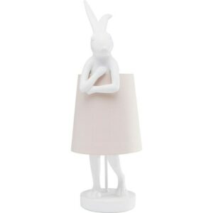 Lámpara Conejo en poliresina blanca con pantalla de lino ro…