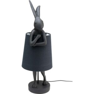 Lámpara Conejo en poliresina negra con pantalla de lino neg…