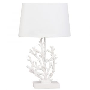 Lámpara coral blanca y pantalla blanca