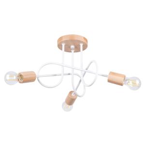 Lámpara de araña blanco/madera natural acero/madera alt.  1…