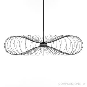 Lámpara de araña con cables de metal negro cm. Al.17 x ø.70…