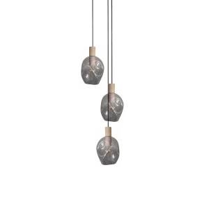 Lámpara de araña tosel ,madera y cristal ,gris ,p100xd60xd6…