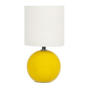 Lámpara de cerámica amarilla con pantalla beige