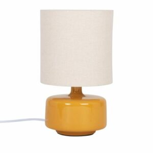 Lámpara de cerámica amarilla con pantalla de algodón color…