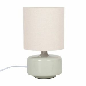 Lámpara de cerámica azul glaciar con pantalla de algodón co…