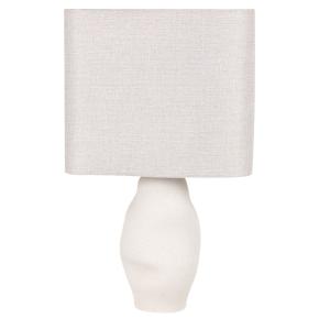 Lámpara de cerámica beige con pantalla beige moteado