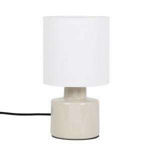 Lámpara de cerámica beige con pantalla color crudo