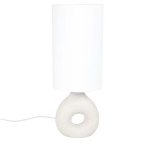 Lámpara de cerámica beige moteado con pantalla blanca