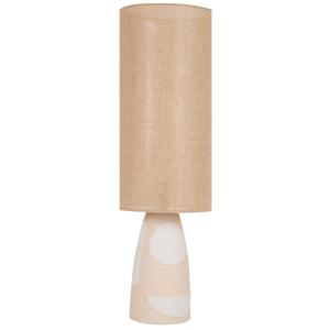 Lámpara de cerámica beige y crudo con pantalla de yute