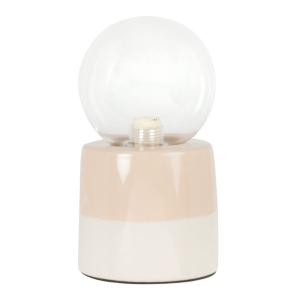 Lámpara de cerámica bicolor beige con bola de cristal