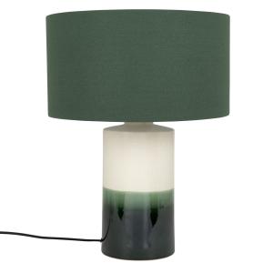 Lámpara de cerámica bicolor blanca con pantalla verde