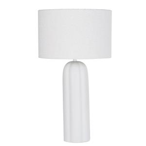 Lámpara de cerámica blanca con pantalla de tejido rizado