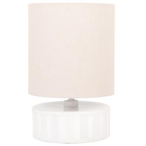 Lámpara de cerámica blanca con pantalla de yute