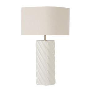Lámpara de cerámica blanco roto y pantalla crema