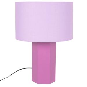 Lámpara de cerámica con pantalla de algodón violeta