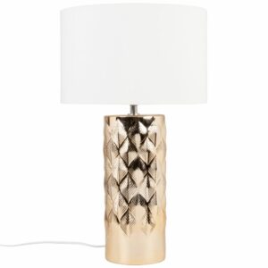 Lámpara de cerámica dorada con hojas y pantalla de algodón…