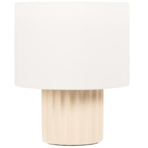 Lámpara de cerámica estriada con pantalla color crema