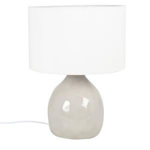 Lámpara de cerámica gris con pantalla blanca