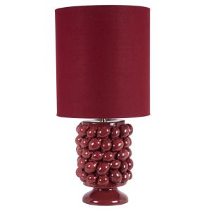 Lámpara de cerámica limón y pantalla de lino burdeos 34x70,…