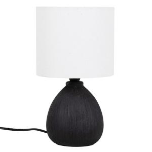 Lámpara de cerámica negra con pantalla color crudo