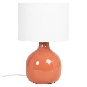 Lámpara de cerámica terracota y pantalla en blanco