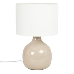 Lámpara de cerámica topo y pantalla en blanco