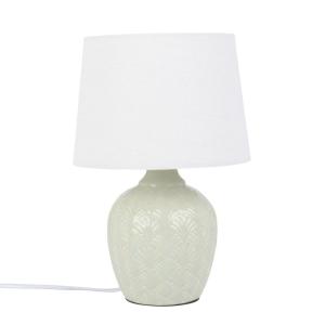 Lámpara de cerámica verde tallada con pantalla blanca